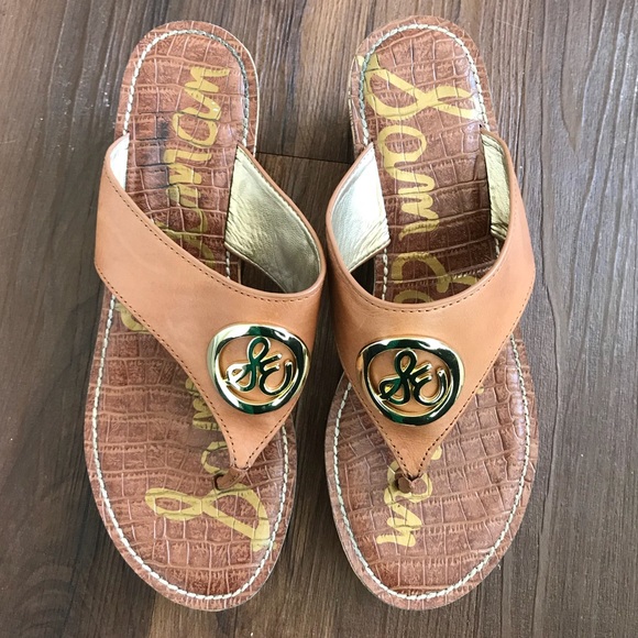 Sam Edelman Shoes - Sam Edelman tan gold heels wedges sandals
